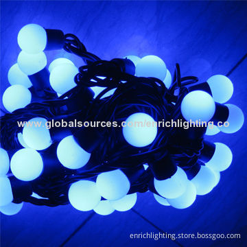 LED Christmas String Lights, Blue Color, 5 Meters 50 Bulbs, 220/110V AC, IP44, 50,000 Hours